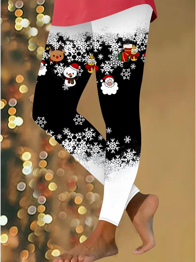 Womens Christmas Festival Prints Stretch Yoga Leggings Fitness Running Gym Sports Active Pants