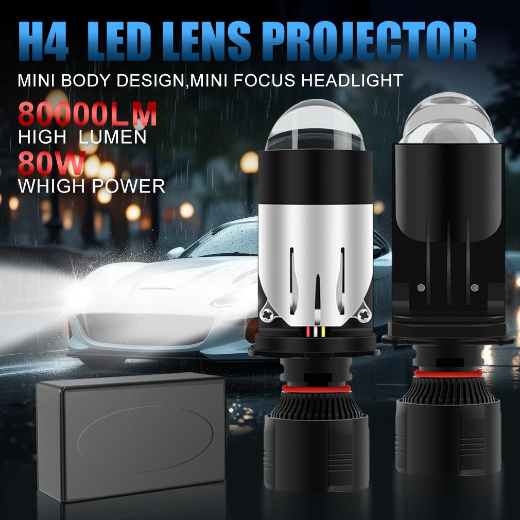 2 шт. H4 Светодиодные Двойные Проекторные Линзы Мини Canbus 9003 HB2 80 Вт 80000 Лм Автомобильные Лампы Головного Света Дальний Ближний Свет 12 В 24 В 6000 К Автомобили Мотоциклетная Фара