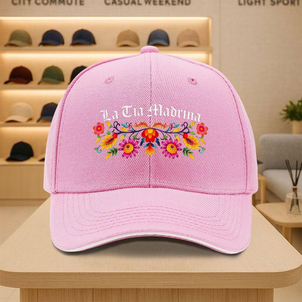 La Tia Madrina Print Baseball Cap Colorful Floral Design Unisex Polyester Casual Snapback Hat