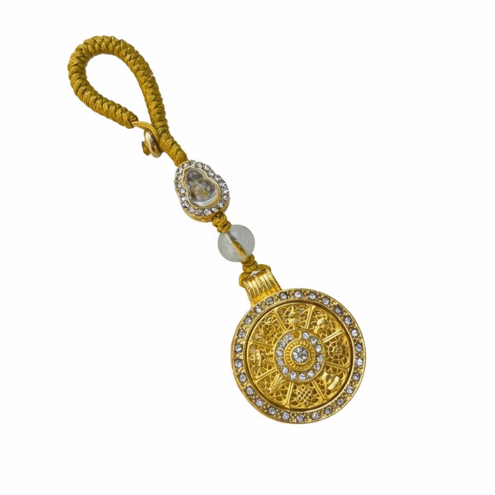 Metal Sunflower Keychain Rotatable Zodiac Key Ring Backpack Pendant New Year Pendant  Car Keychain