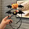 Kids' Halloween Hair Accessories: One-Eyed Pumpkin Bat Clip & Headband