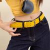 Fashion Wide Design Sense Y2K Double-Breasted Yellow Belt For Women With Skirt Jeans With Waistcoat Decoration Versatile Belt