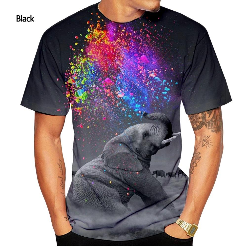 Футболка с 3D животными, мужские футболки с 3D принтом, футболки с круглым вырезом, мужские повседневные черные футболки с короткими рукавами в стиле хип-хоп, летний топ
