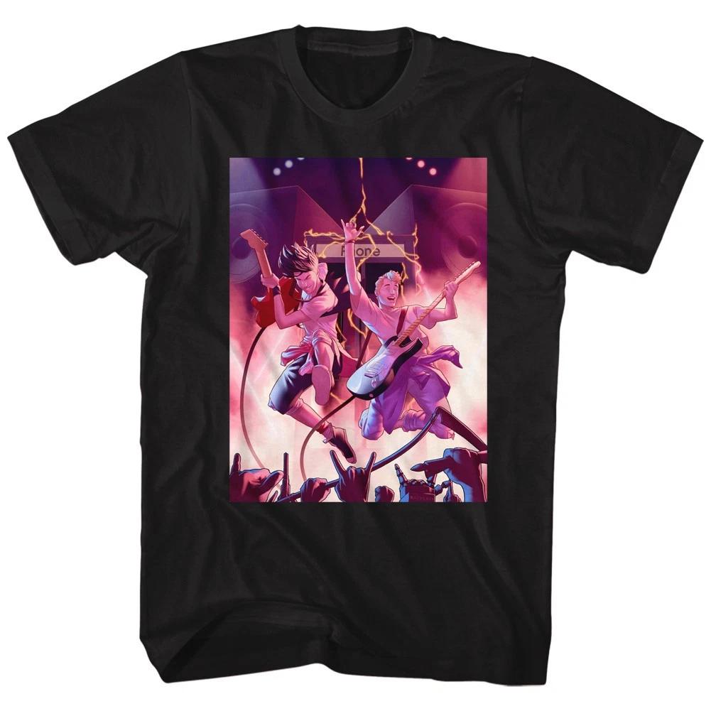 Bill & Ted's Cartoon Drawing Rocking Guitars Live On Stage Men's T shirt