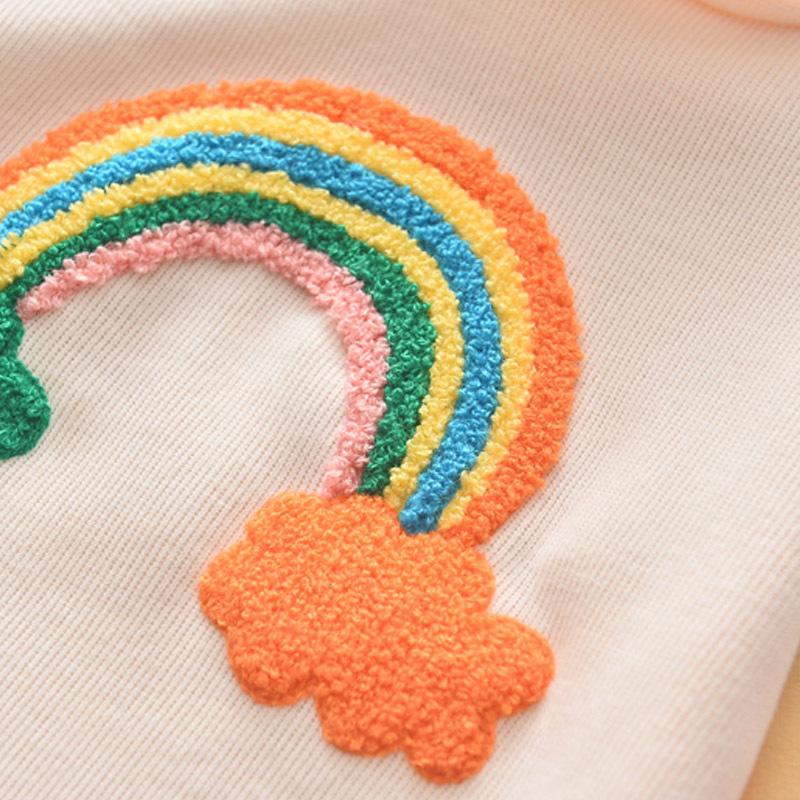 Весенне-осеннее праздничное платье принцессы для девочек, вязаные радужные разноцветные детские платья для девочек, милый пуловер с капюшоном, детская одежда