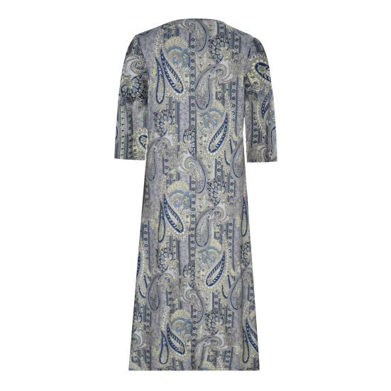 Summer Women Dress A-line Loose Hem Pleated O Neck Button Short Sleeve Loose Side Pockets Retro Floral Print Mid-calf Length Commute Beach Midi Dress