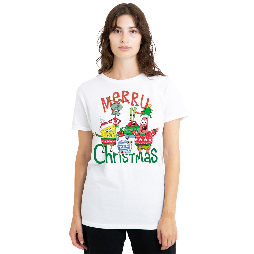 SpongeBob SquarePants Unisex Adult Merry Christmas Group T-Shirt
