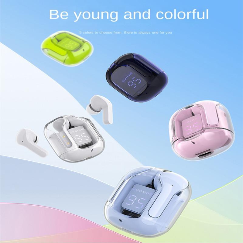 Прозрачные беспроводные Bluetooth-наушники с шумоподавлением, стереонаушники с цифровым дисплеем, чехол для зарядки, водонепроницаемый игровой