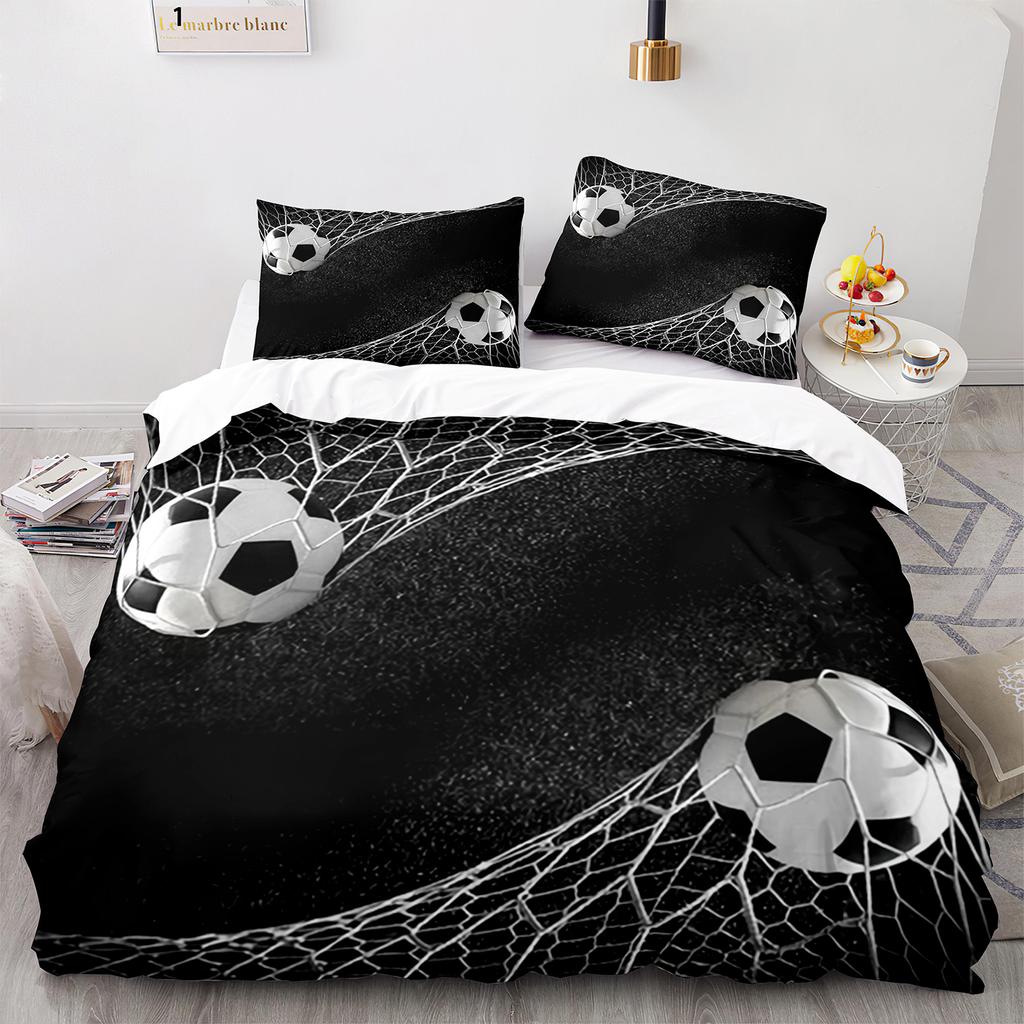 Football King Queen Duvet Cover 3D Soccer Bedding Set For Kids Teens Adult Ball Game Quilt Cover Sport Fans Soft Comforter Cover