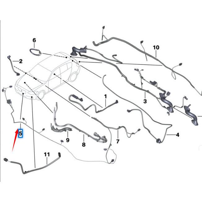 BMW 3 серии F30 Жгут проводки датчиков PDC переднего бампера - 61129365042