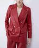 AL KHALID Leather Handmade Formal RED Women's Leather Blazer New Genuine Soft Lambskin