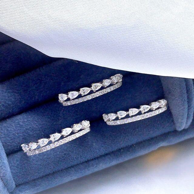 Кружевное двухслойное кольцо из циркония для женщин Niche Diamond Set Hollow Flower Ring Jewelry