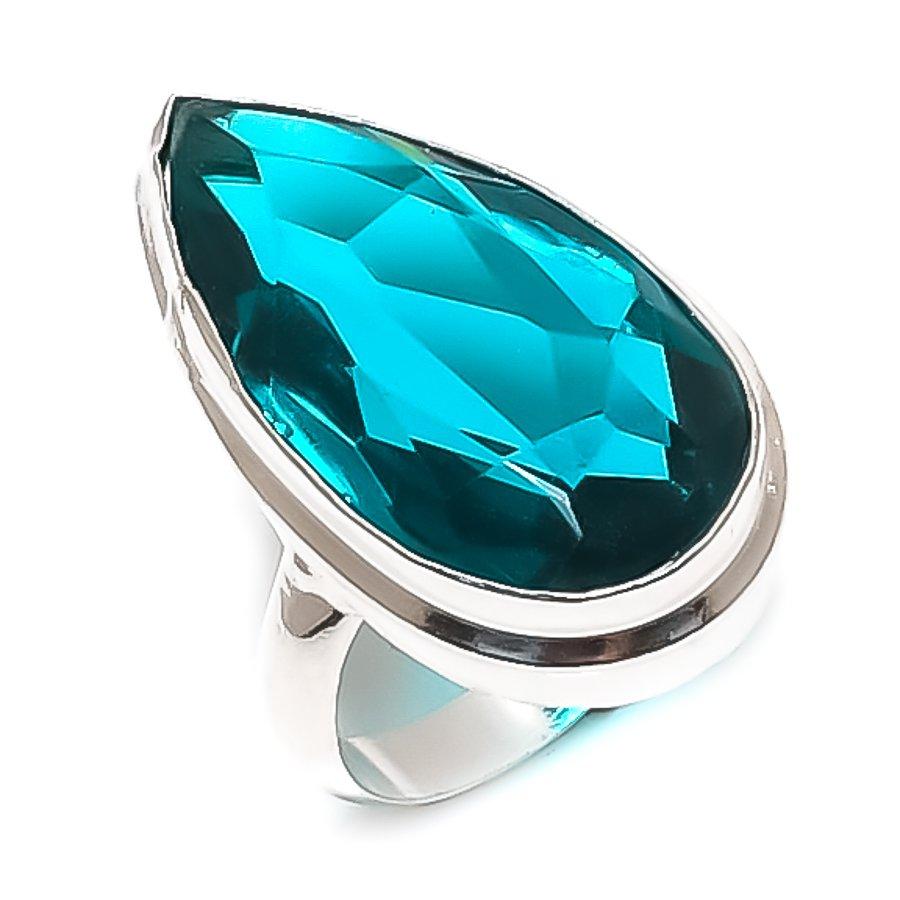 Indicolite Tourmaline Gemstone Handmade 925 Sterling Silver Ring Size 6 J0y54