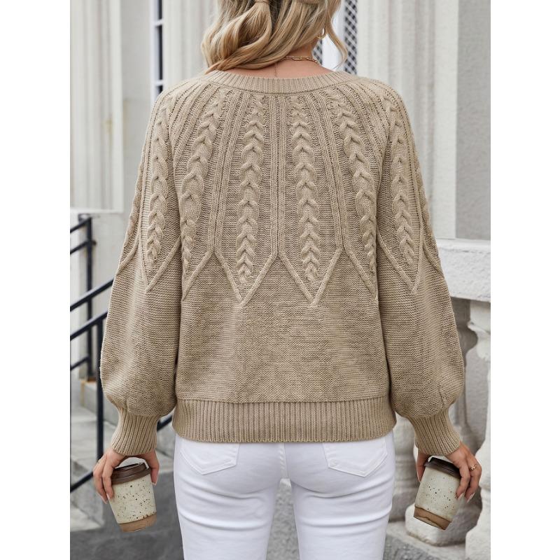 Women Plus Size Long Sleeve Round Neck Knit Sweater Solid Color Casual Top