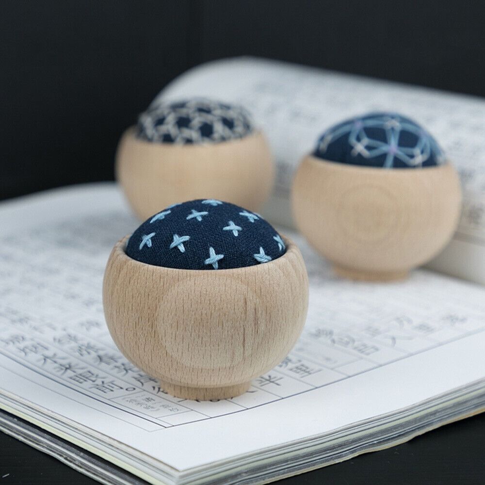 Recessed Structure Wooden Pin Cushion Base Needle Cushion Holder Embroidery Accessories
