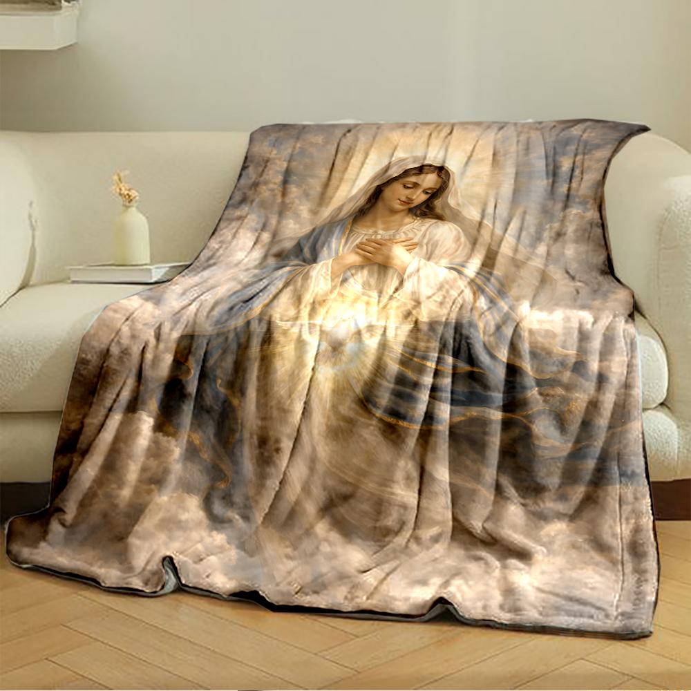 Holy Figure with Radiant Light SceneFlannel blanket for bedroom, living room, sofa, and nap