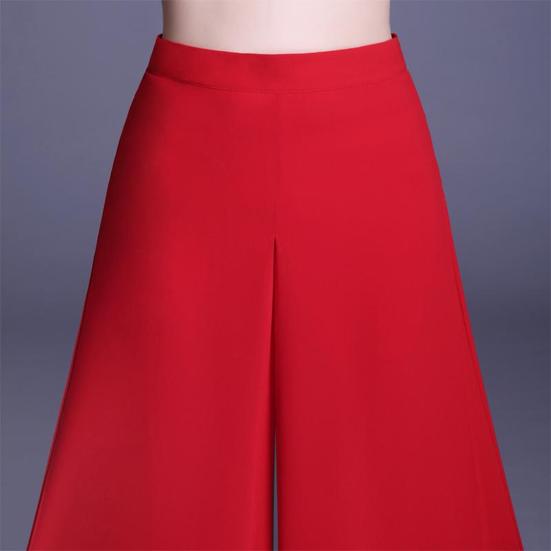 Летние шифоновые длинные брюки, женская уличная одежда, свободные однотонные широкие брюки с высокой талией, красные, черные