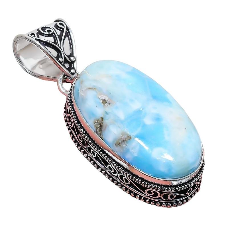 Ювелирное украшение из серебра 925 пробы с драгоценным камнем Republic Larimar, 2,17 дюйма, AH-858