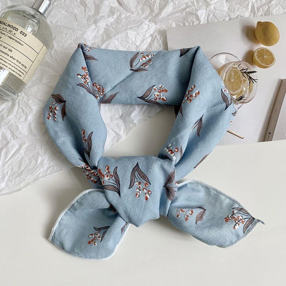 Sunscreen Flower Print Scarves Neckerchief Headscarf Fashion Printed Silk Scarf Daily