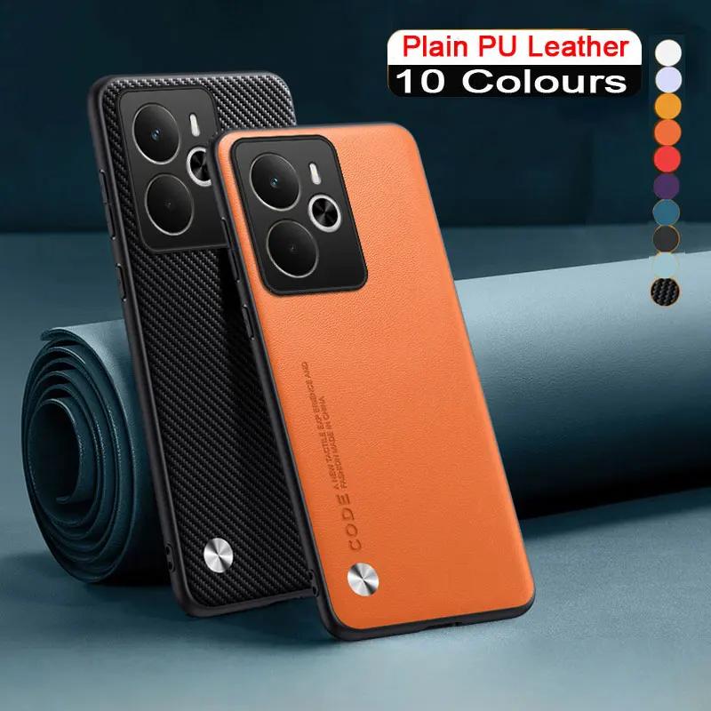 Простой чехол из искусственной кожи для телефона Realme 14 5G 14T, матовый чехол, силиконовый противоударный чехол с мягким краем для Realme 14Pro Plus 14X