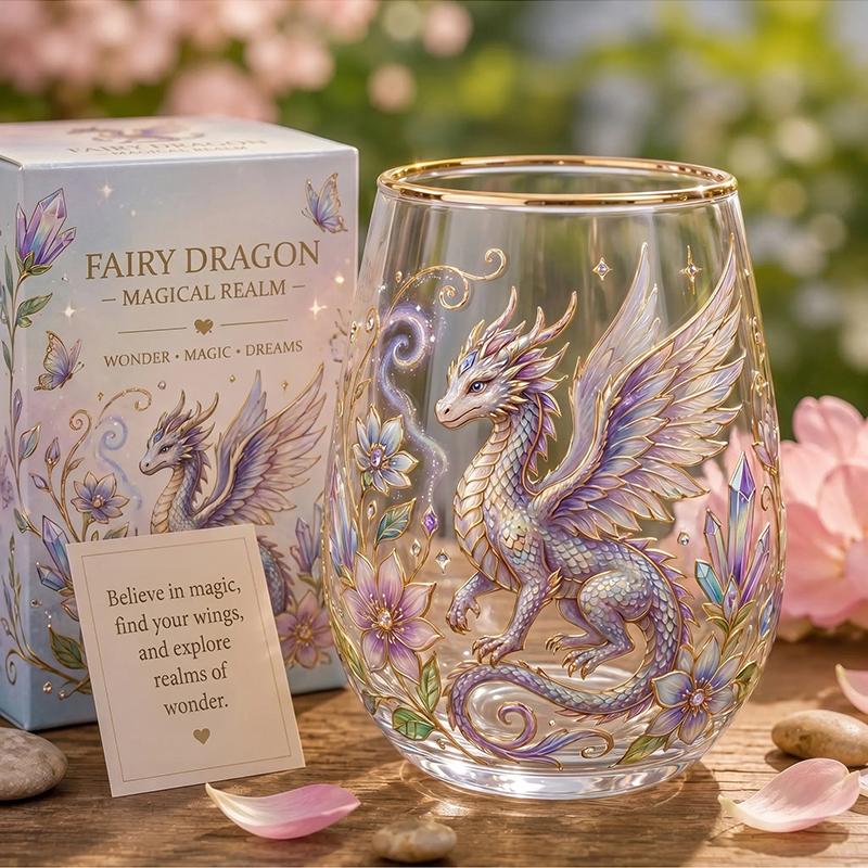 Vintage Painted Animal & Floral Gold Rim Glass Tumbler, Egg-shaped Lead-Free Glass Cup, Creative Gift Cup for Whiskey, Juice and Water