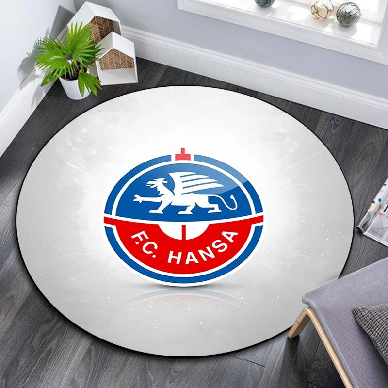 Круглый ковер FC Hansa Rostock, Ковер для гостиной, спальни, дивана, игровой комнаты, Декор, Нескользящий коврик для пола