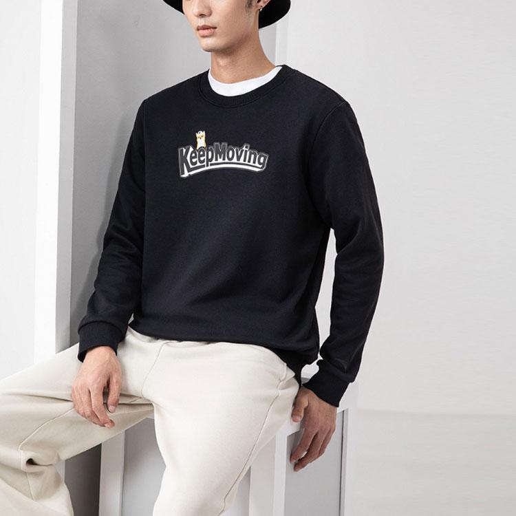 ANTA Life Collection Sweatshirts Unisex Black Crew Neck Thickened Regular 952148708-4