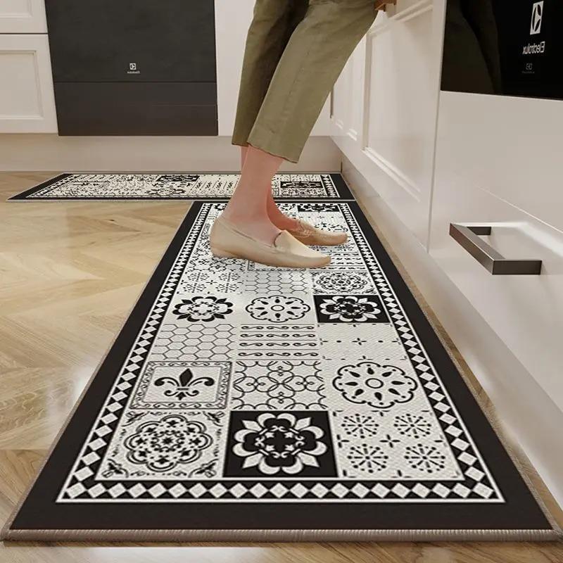 ПВХ Кухонный Ковер Нескользящий Маслостойкий Коврик Водонепроницаемый Кожаный Коврик для Пола Современные Ковры Длинной Полосы Alfombra De Cocina