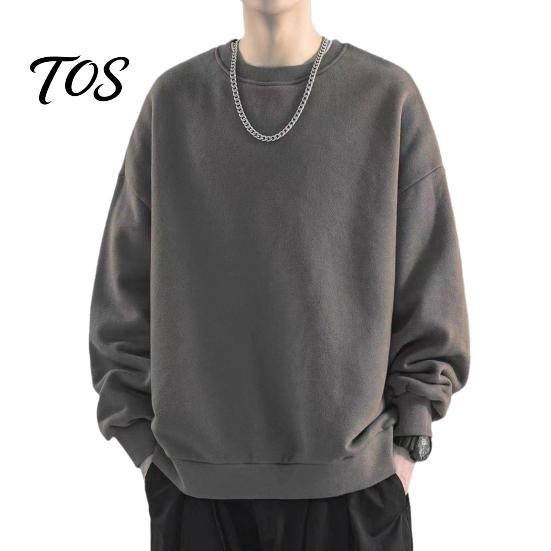 Breathable Workout Apparel Men Long Sleeve Sweatshirt, Loose Fit Pullover Shirt, Solid Outdoor Travel Clothing Color Crew Neck Sweatshirt for