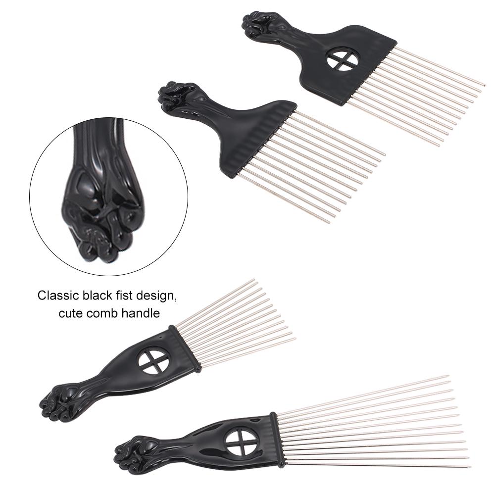 Набор черных расчесок 4 шт. Металлическая расческа для афро-причесок, расческа для кудрявых волос, черный костюм, расческа со стальными зубьями, парикмахерские инструменты