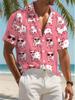 Printe Esign – Not Texture Men's Casual Cool Heart Pig All-Over Print Shirt, Casual and Fashionable Outfit, a Perfect Gift