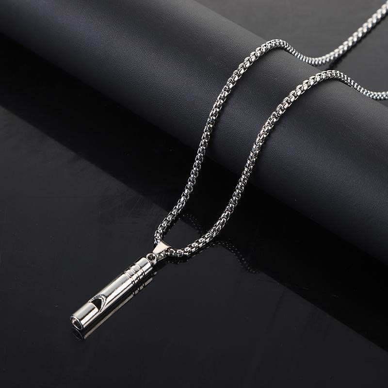 Whistle Necklace Pendant Emergency Survival Whistle Outdoor Hiking Camping Necklaces Stainless Steel Punk Whistle