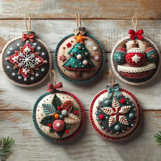 DIY Christmas Felt Patch Kit Holiday Craft Set with Pre-Cut Felts Sheet Handmade Fabric Sewing Crafting Supplies for Tree Home Decor