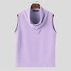 INCERUN Men Turtleneck Solid Color Casual Sleeveless Tank Tops