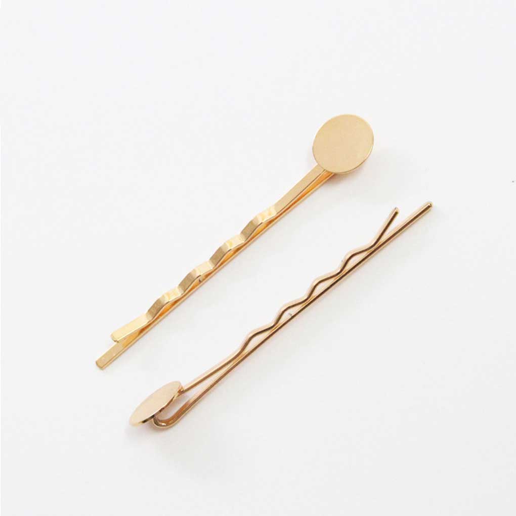 10 штук Металлическая женская заколка для волос Портативная Гальванизированная Волнистая форма DIY Женская заколка для волос Украшение с круглой основой