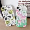 Cute Silicone Case for Tecno Spark 8C iPhone 15 14 Samsung A54 A34 Xiaomi Redmi Note 12 11 Pro Funda Cartoon Puppy Tulip Flower Cover Soft TPU Bumper
