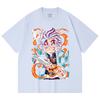 230 Gsm 100% Cotton Demon Slayer V64 Tanjiro Fire Breathing Print Unisex Heavy Cotton T Shirt