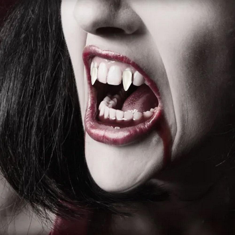 Хэллоуин Вампирские Зубные Протезы Реквизит с Зубным Клеем Вампирские Зубы Косплей Реквизит Смола Вампирские Накладные Зубы для Вечеринки Костюма DIY