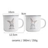 380ml Ceramic Rabbit Mug Farmhouse Grey Bunny Mug Porcelain Water Milk Cup Breakfast Juice Cup Microwave Safe