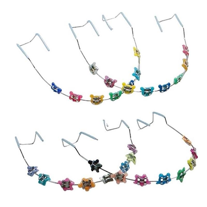 1 пара мультяшных стоматологических металлических брекетов, дуга без крючков, металлические брекеты и лигатурные проволоки, красочное временное украшение для зубов