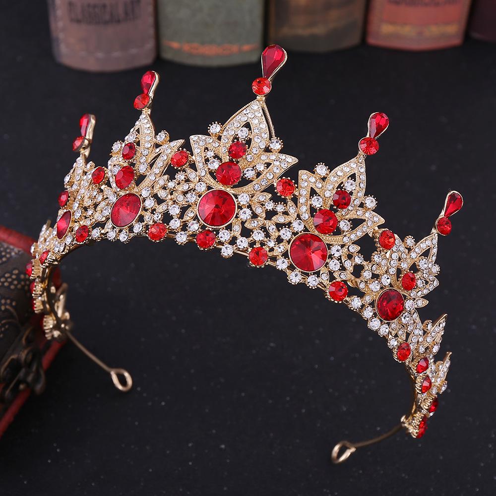 New Baroque Ancient Green Retro High-end Bridal Crown Bridal Boutique Headwear Crystal Wedding Headwear