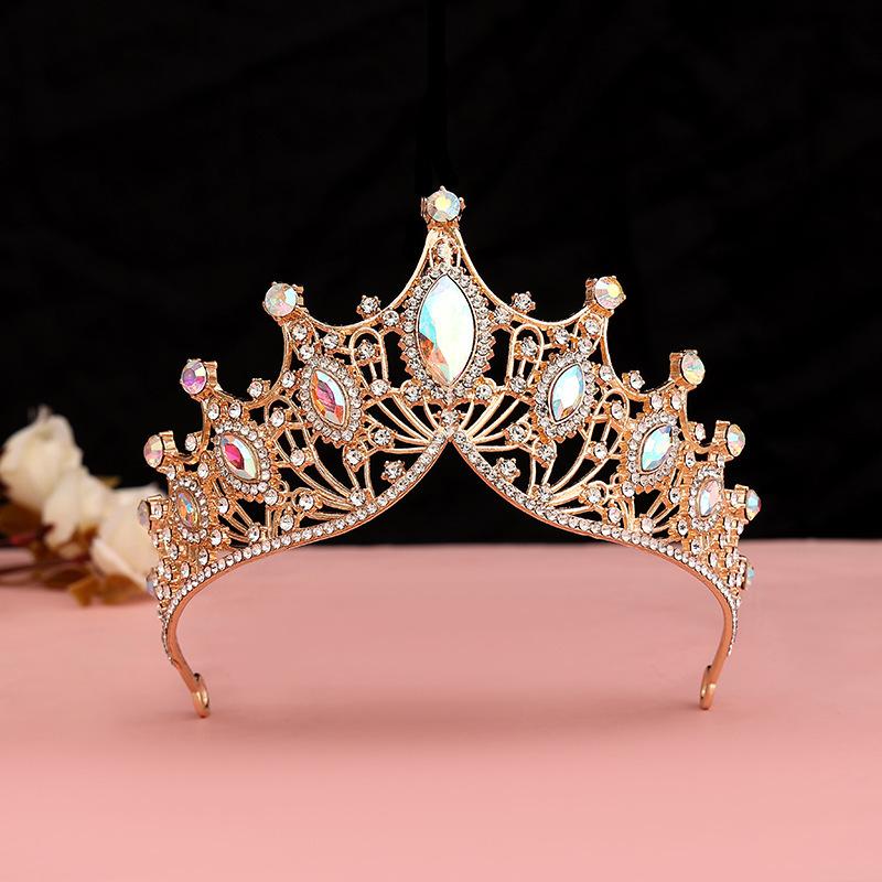 Crown Headband Large Crown Bridal Tiara Wedding Jewelry Stage Party Rhinestone Crown Accessories