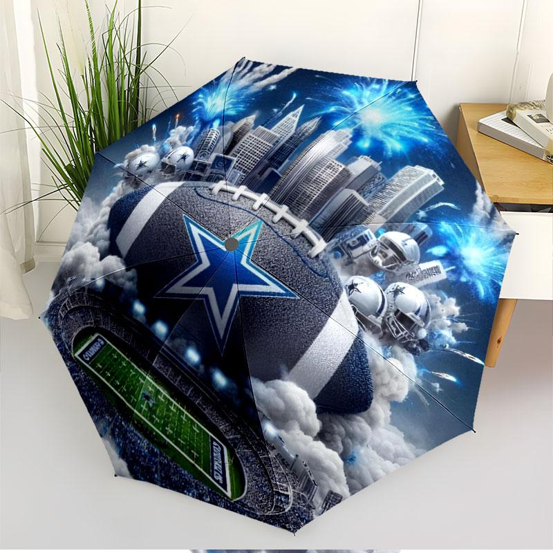 Dallas Cowboys Print Automatic Open Close Umbrella, Portable Foldable Umbrella, for Outdoor Commute Camping Trip, Ideal Birthday Gift