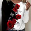 Women's Long Sleeve Flowers and Roses Pattern T Shirts Tops 2024 Autumn New Fashion Women's Top Harajuku Fun Pullover Clothing