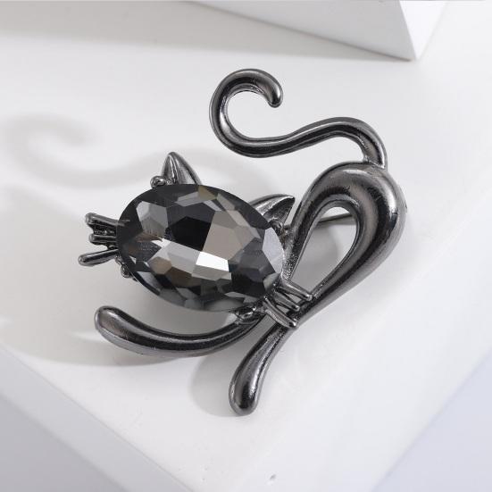 Элегантная блестящая брошь с инкрустацией стразами, яркий цвет, милый кот, булавка, шаль, шарф, значок на воротник, аксессуары для костюма