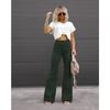 Spring and Autumn Women's Plus Size Solid Color Corduroy Temperament Pants Micro Pant High Waist Casual Pants