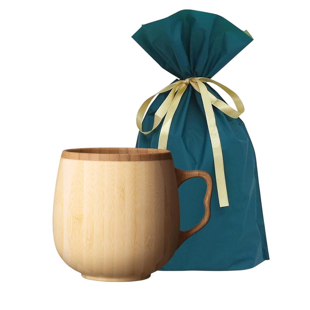 [Set] 2-Piece Set (RIVERET Cafe Au Lait Mug, 350ml, Bamboo, Dishwasher Safe, White, RV-205W, and Gift Bag with Ribbon)