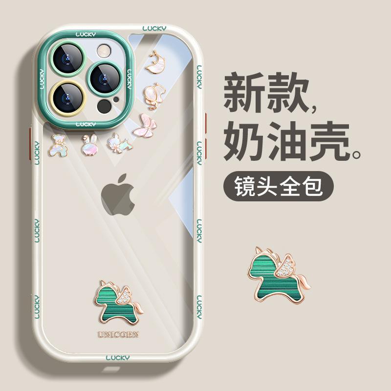 Подходит для чехла на мобильный телефон Apple 15 iphone14 простой бриллиантовый пони 13 прозрачный 17promax противоударный 16 новые модели