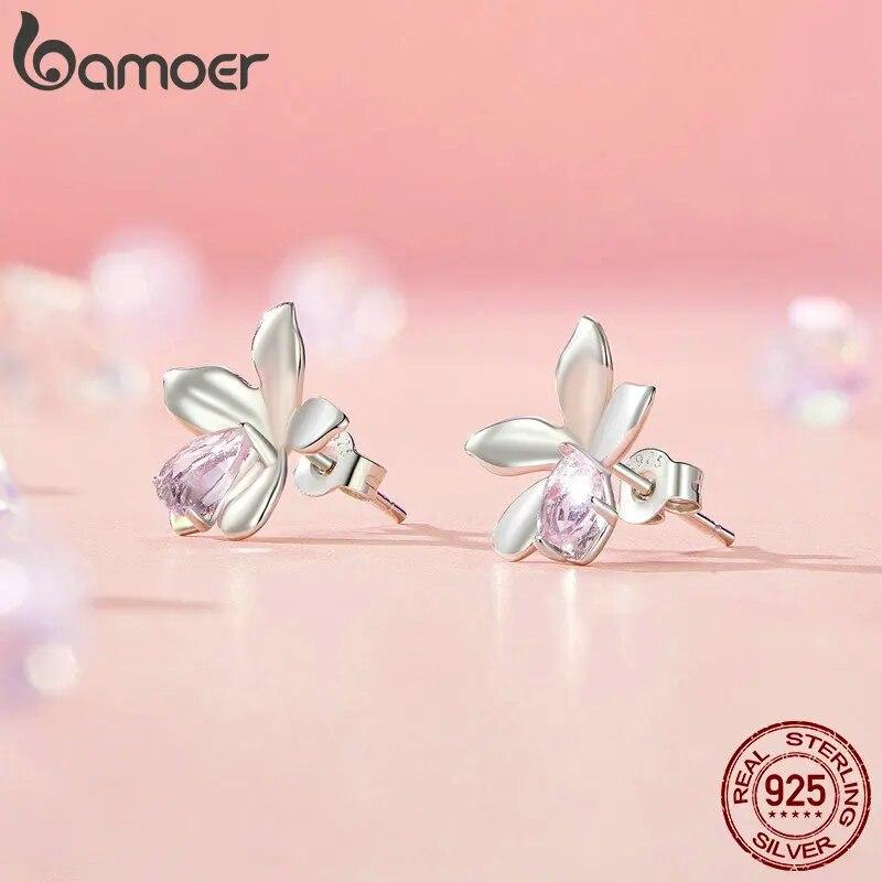 Bamoer, серьги-гвоздики из стерлингового серебра 925 пробы, зеленые стрекозы, серьги-гвоздики из белого золота, серьги с насекомыми для женщин, вечерние ювелирные изделия, подарок