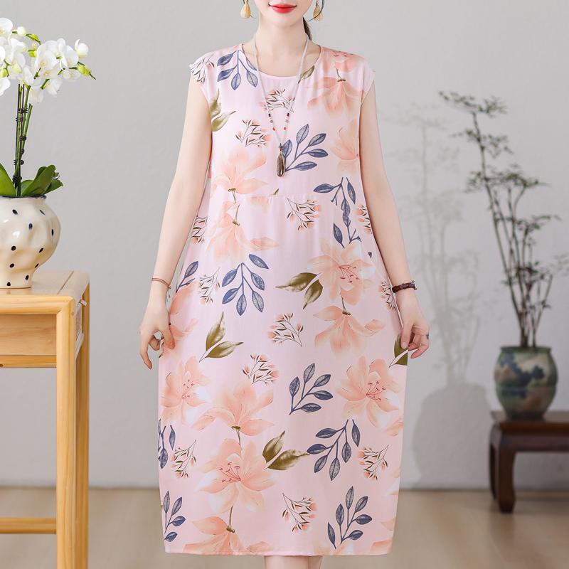 Повседневные женские платья летняя винтажная одежда больших размеров без рукавов свободное длинное платье